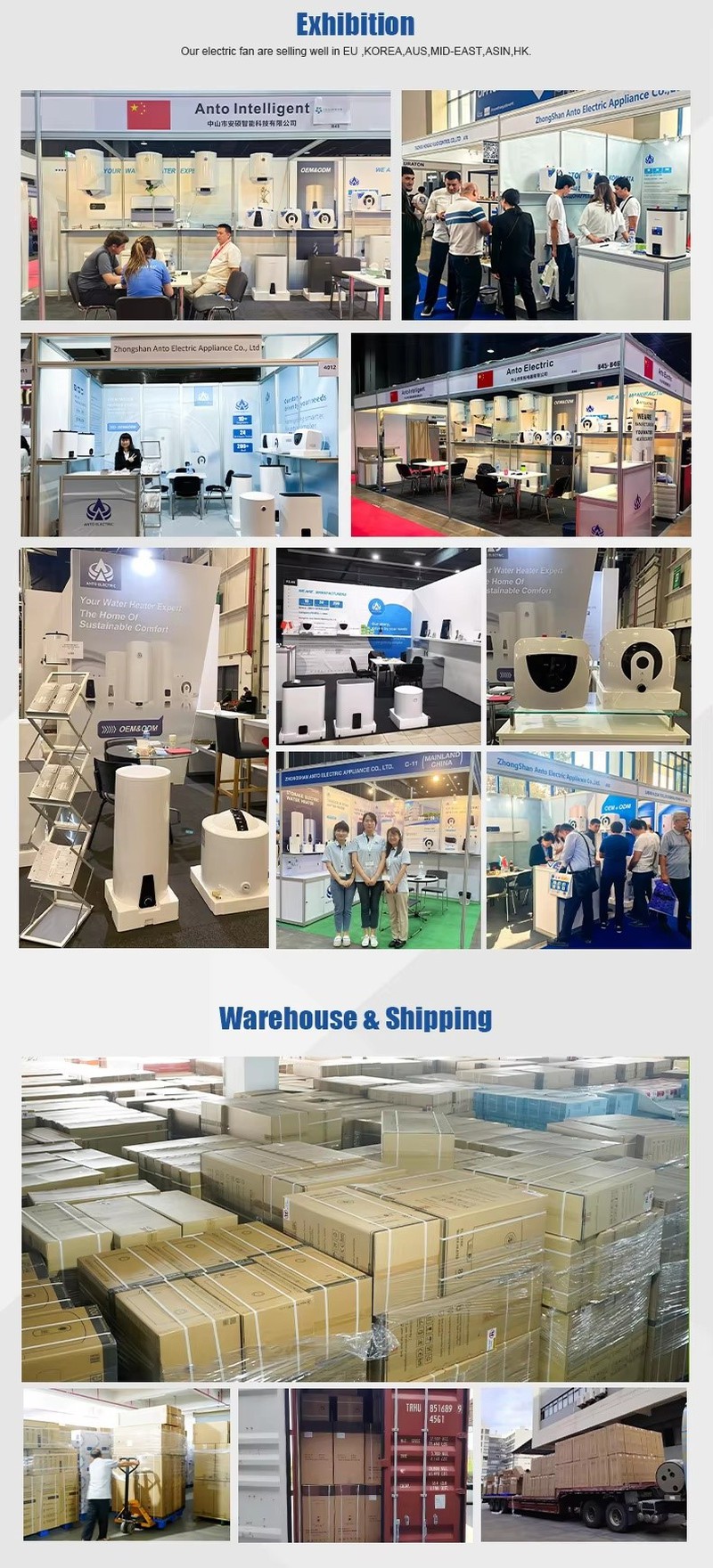 ANTO water heater quality control and shipment for global distributors ANTO water heater quality control and shipment for global distributors