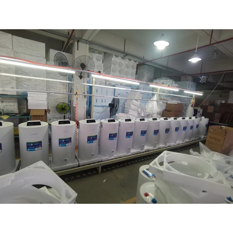 Electric storage water heaters arranged along an ANTO production line Electric storage water heaters arranged along an ANTO production line
